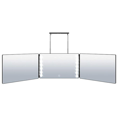 Miroir à trois volets avec lumière Led, outil de maquillage, léger et réglable à 360 degrés, pour salle de bain et chambre à coucher, vanité de coupe de cheveux,With Led light