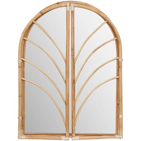 Miroir à volet Aoni en rotin 52x70cm - Atmosphera createur d'interieur - Beige