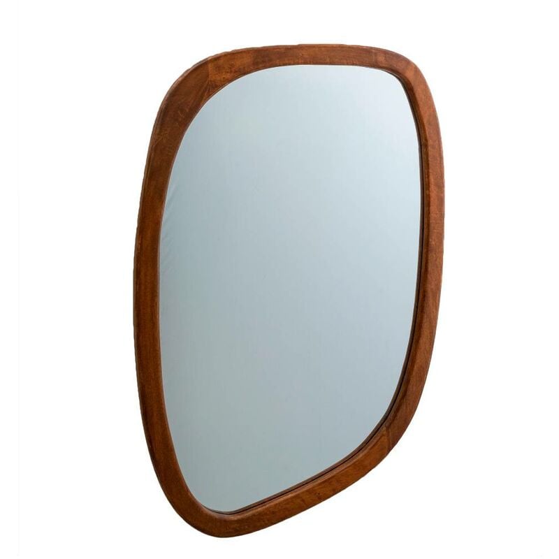 Miroir abstrait en bois de manguier foncé Marley