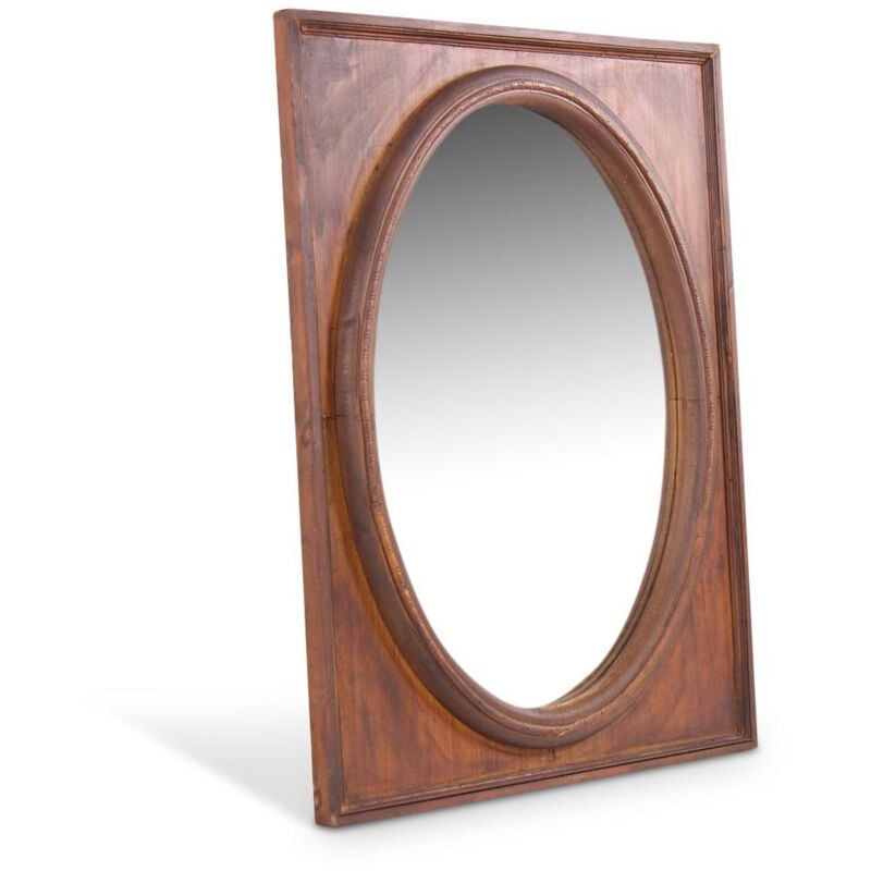 Decoration D ’ Autrefois - Miroir ancien oval vertical - Bois - Marron - Décoration d'Autrefois