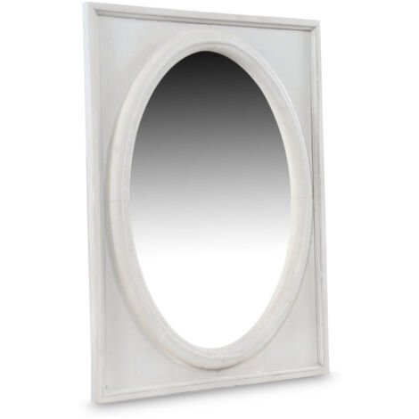 Miroir ancien oval vertical - Bois - Blanc - Décoration d'Autrefois