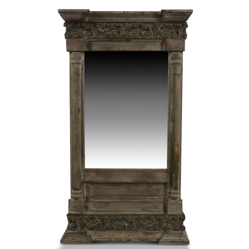 Miroir ancien rectangulaire vertical - Bois - Marron - Décoration d'Autrefois