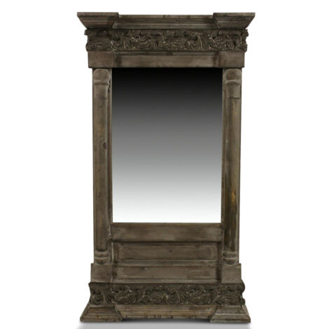 Miroir ancien rectangulaire vertical - Bois - Marron - Décoration d'Autrefois
