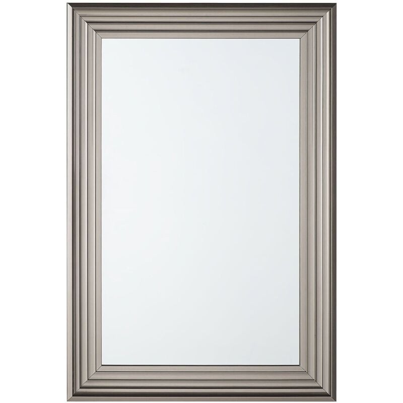 Miroir Mural au Style Traditionnel avec Cadre en Plastique Argenté de Forme Rectangulaire 61 x 91 cm pour Salon Beliani