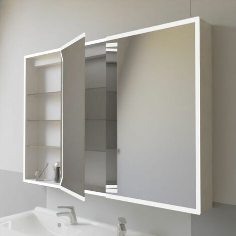 Miroir armoirette LED rétro-éclairé portes à droite ARMILED - 120 cm