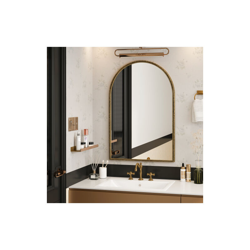 Miroir arqué,Miroir mural pour la salle de bain,Miroir de toilette ou Miroir mural décoratif,Miroir arqué pour le salon,la chambre,l'entrée,Doré