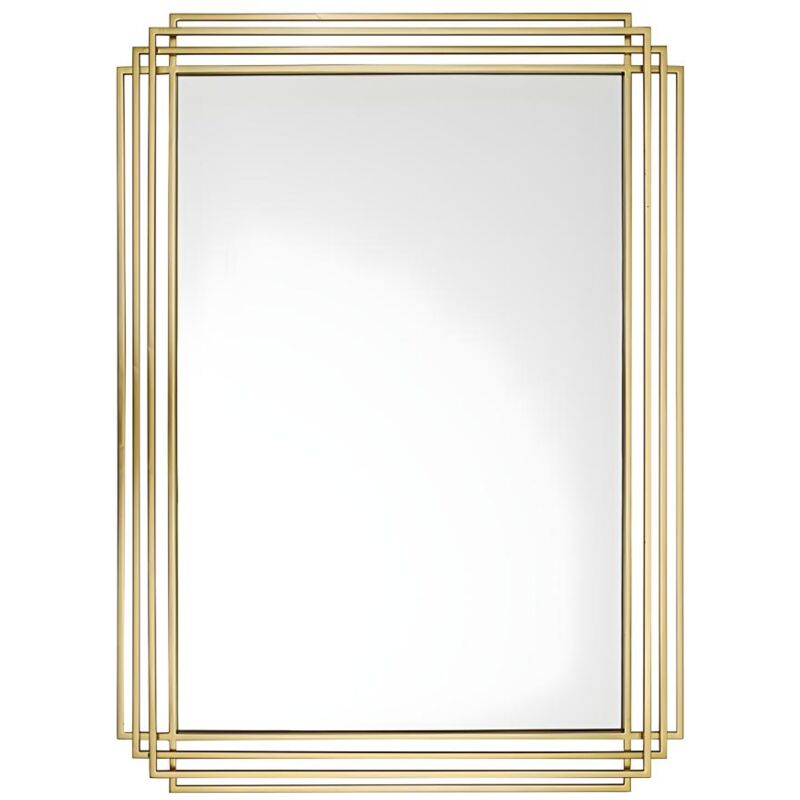 Vente-unique - Miroir art déco en métal - L.80 x h. 110 cm - Doré - samba