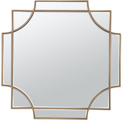 Miroir art déco doré cuivré 80x80cm