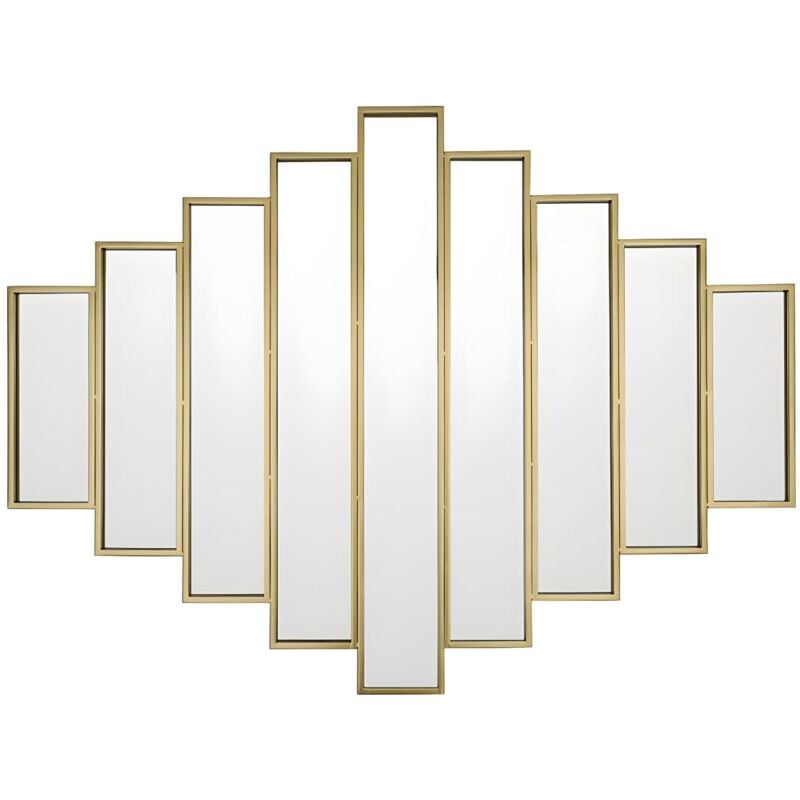 Miroir Art Deco symétrique en métal - L. 120 x H. 90 cm - Doré - GALICE