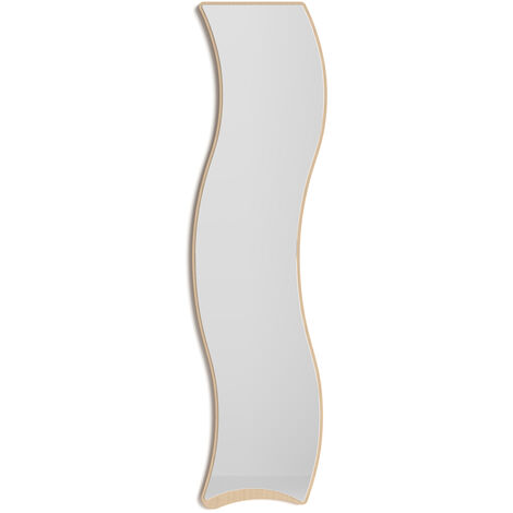 Miroir asymétrique Pleine Longueur 170x45, collection Looker, en MDF plaqué en bois d'hêtre et laqué. Chêne clair