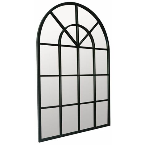 Miroir atelier XL en métal noir forme arcade 96 x 135 cm - Bricklane - Nero