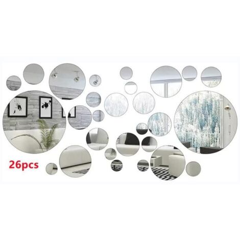 Miroir Autocollant - Décoration Murale - Acrylique - Argent - Rond - Intérieur