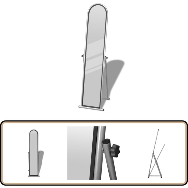 Vidaxl - Miroir autoportant rectangulaire pleine longueur Gris - Miroir Plein Corps - Miroir Mural - Décoration Murale - Miroir Gris - Miroir Moderne