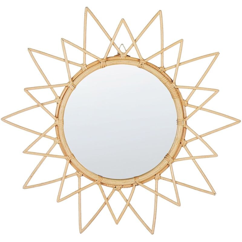Beliani - Miroir Mural Boho en Rotin Noir Forme Soleil Naturel ø 60 cm Telakia