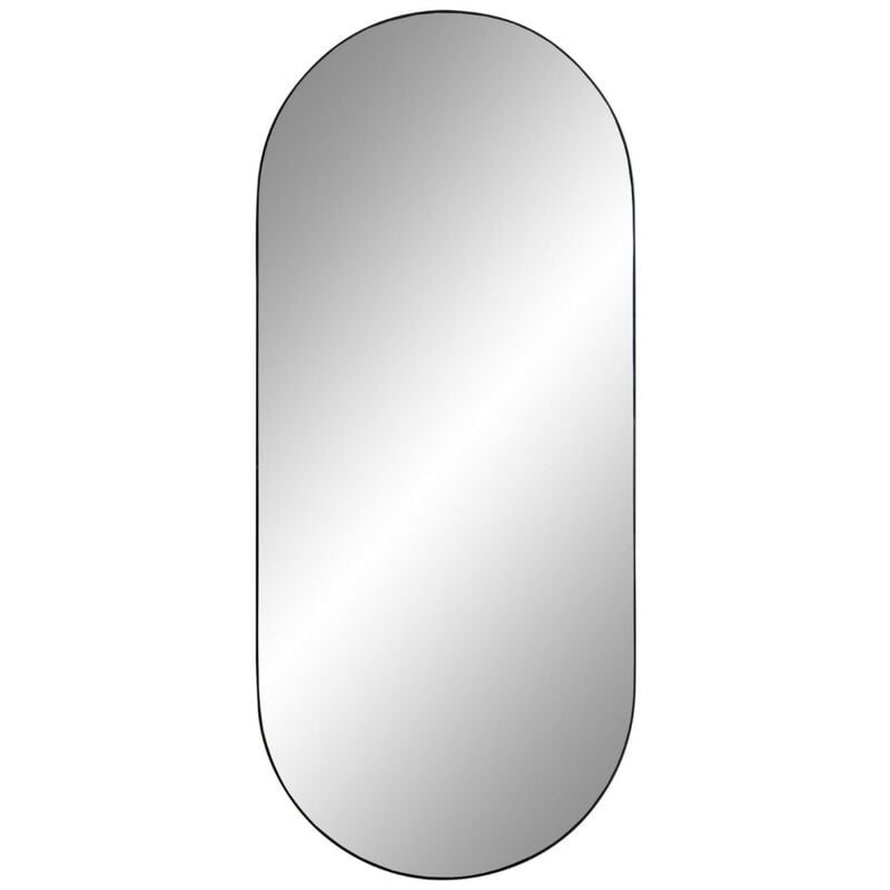 Miroir avec Cadre Jersey, Métal, Argent, Noir, 35x80x0,5 cm