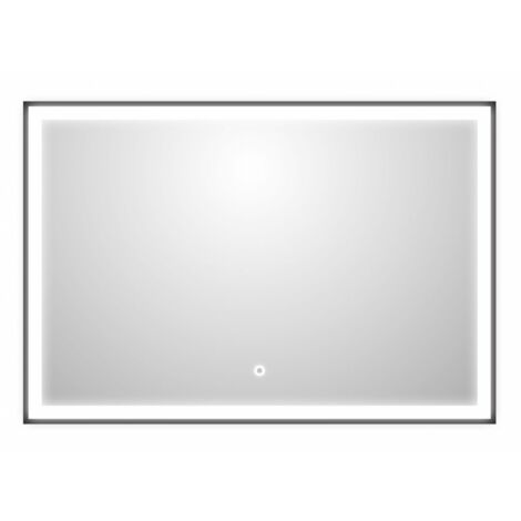 Miroir avec cadre Noir Mat QUADRO rétroéclairé LED - 120cm