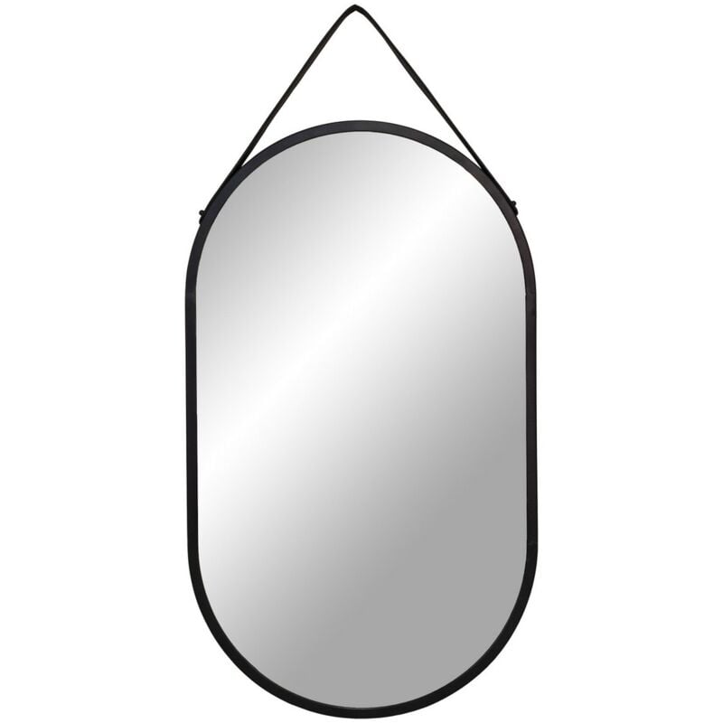 Miroir avec Cadre Trapani, Métal, Argent, Noir, 2x35x60 cm