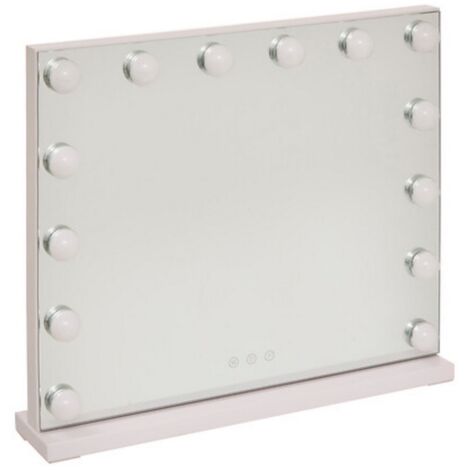 Miroir avec éclairage 14 LED écran tactile coloris Blanc -Longueur 50 x Profondeur 10 x Hauteur 42.5 cm