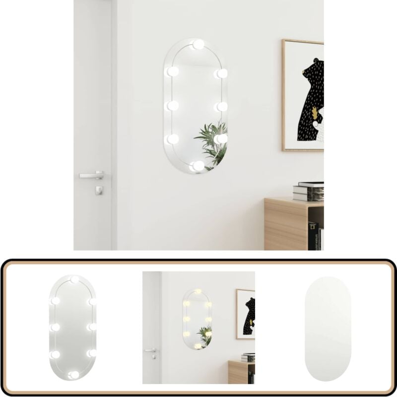 Miroir avec éclairage led 80x40 cm Verre Ovale - Miroir Décoratif - Miroir Lumineux - Miroir Avec Éclairage Led - Miroir Salle De Bain - Miroir Murale
