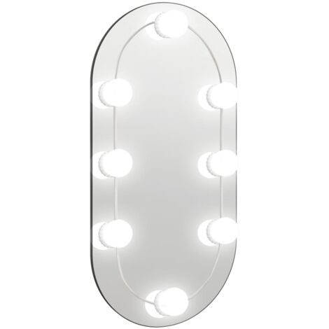 Miroir avec éclairage LED  Miroir déco pour Salle de bain Salon Chambre ou Dressing 40x20 cm Verre Ovale 54834