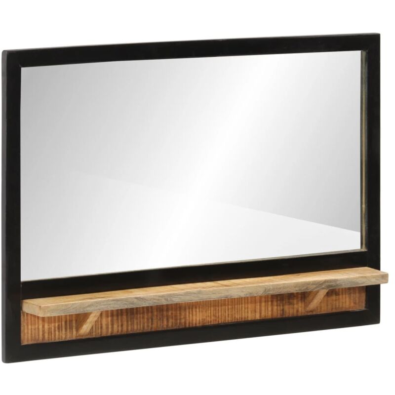 Miroir avec étagère verre et bois massif manguier vidaXL