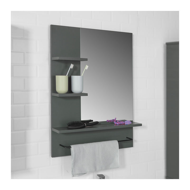 Gris Sobuy Bzr23 Dg Miroir Avec Porte Serviettes Miroir Mural Miroir De Salle De Bain Avec Etageres Miroir Suspendu Meuble De Salle De Bains Miroirs De Salle De Bain Cuisine Maison