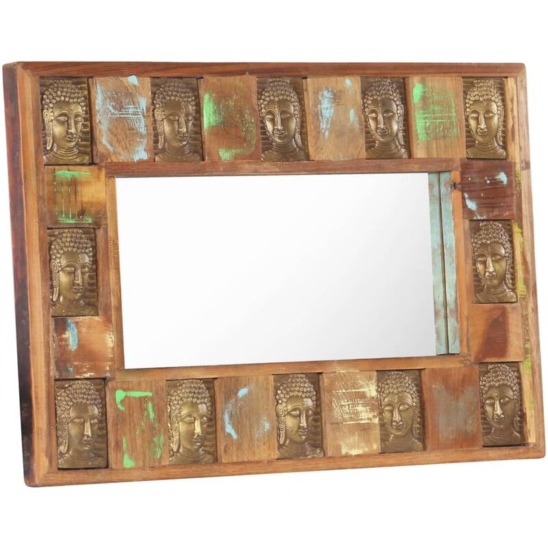 Miroir avec revêtement Bouddha 80x50 cm Bois de récupération