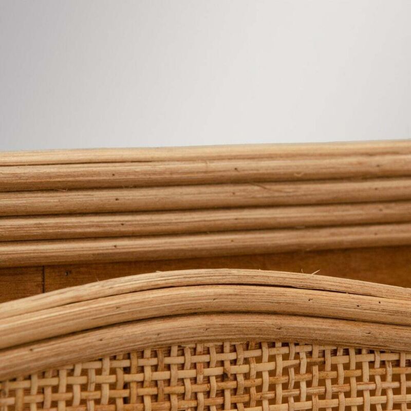 Grand miroir rond avec rangement en rotin