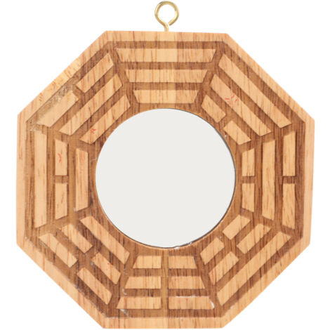 Miroir Bagua en Bois Concave pour Porte Extérieure - Décoration Porte-Bonheur et Prospérité