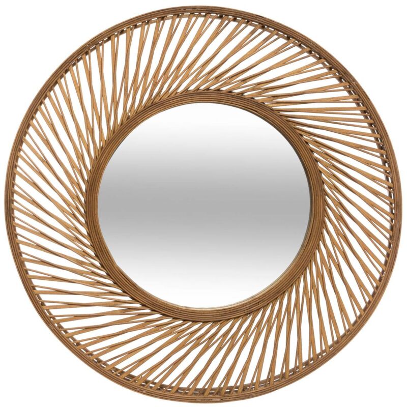 Atmosphera - Miroir Spirale bambou D72cm créateur d'intérieur - Marron