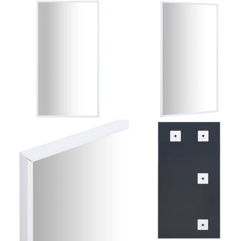 Vidaxl - Miroir Blanc 100x60 cm - Miroir Design - Miroir Moderne - Miroir Mural - Miroir Rectangulaire - Miroir Blanc - Home & Living