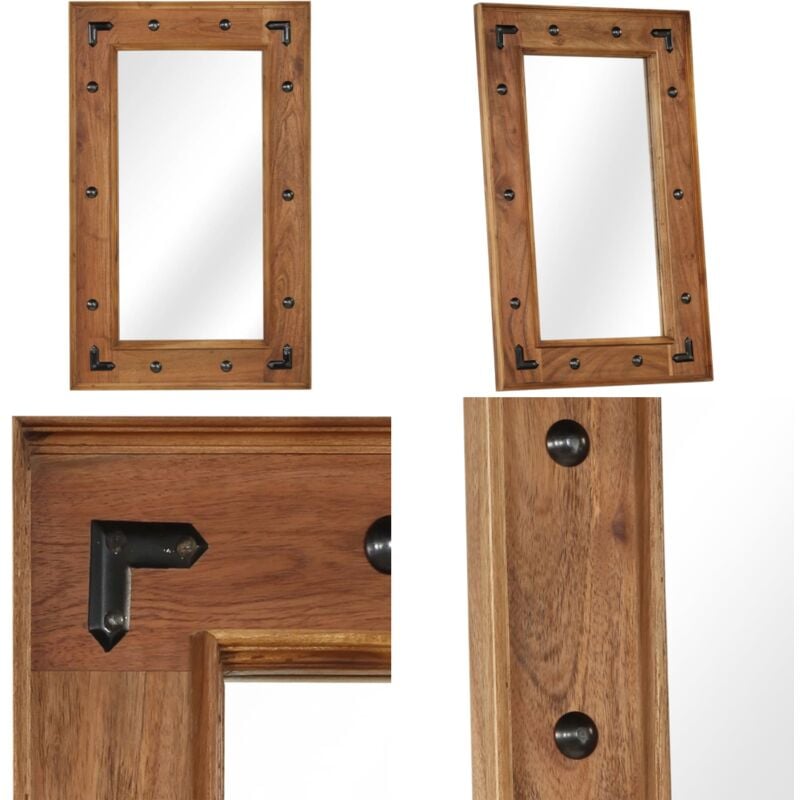 Vidaxl - Miroir Bois d'acacia massif 50 x 80 cm - Miroir - Miroir Mural - Décoration Murale - Miroir Vintage - Cadre Bois Acacia - Home & Living