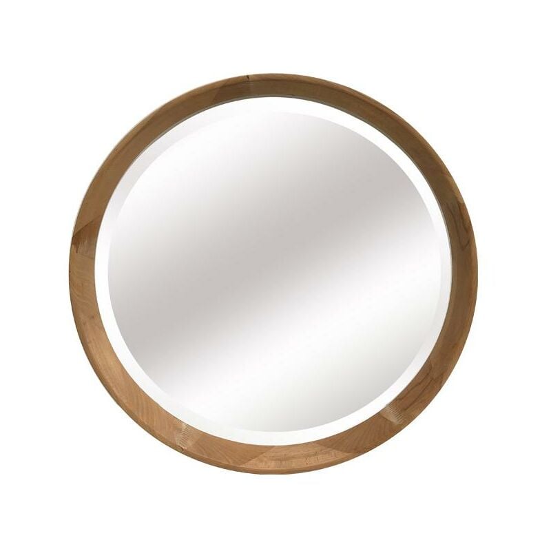 Miroir bois rond biseauté 52,6cm