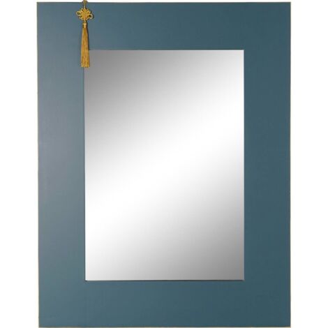 Miroir bois Spruce oriental fait main élégance intérieure - Bleu pétrole intense avec nuances de rouge