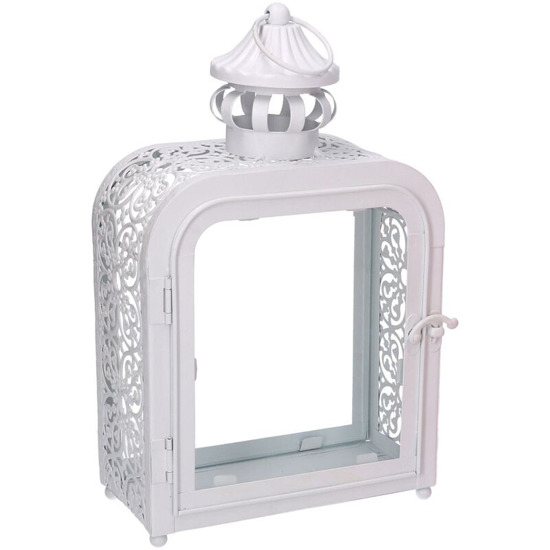 Lanterne en métal blanc 17x9h30,5 cm