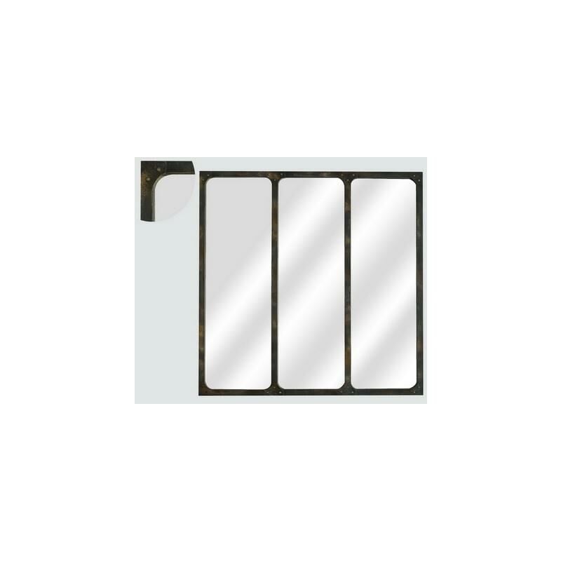 Miroir carré 3 bandes métal rouillé 70x70cm