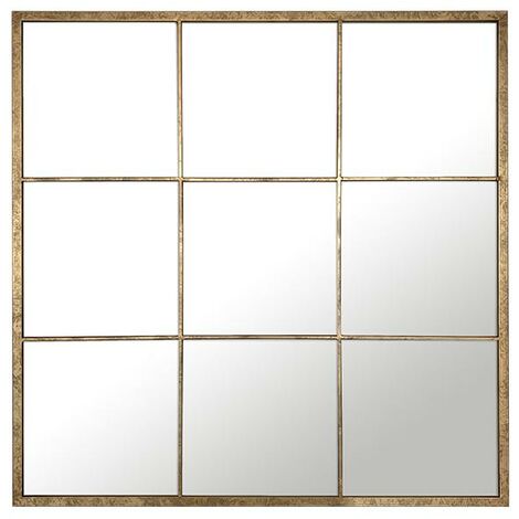 Miroir carré 9 vues effet fenêtre 100 x 100 cm