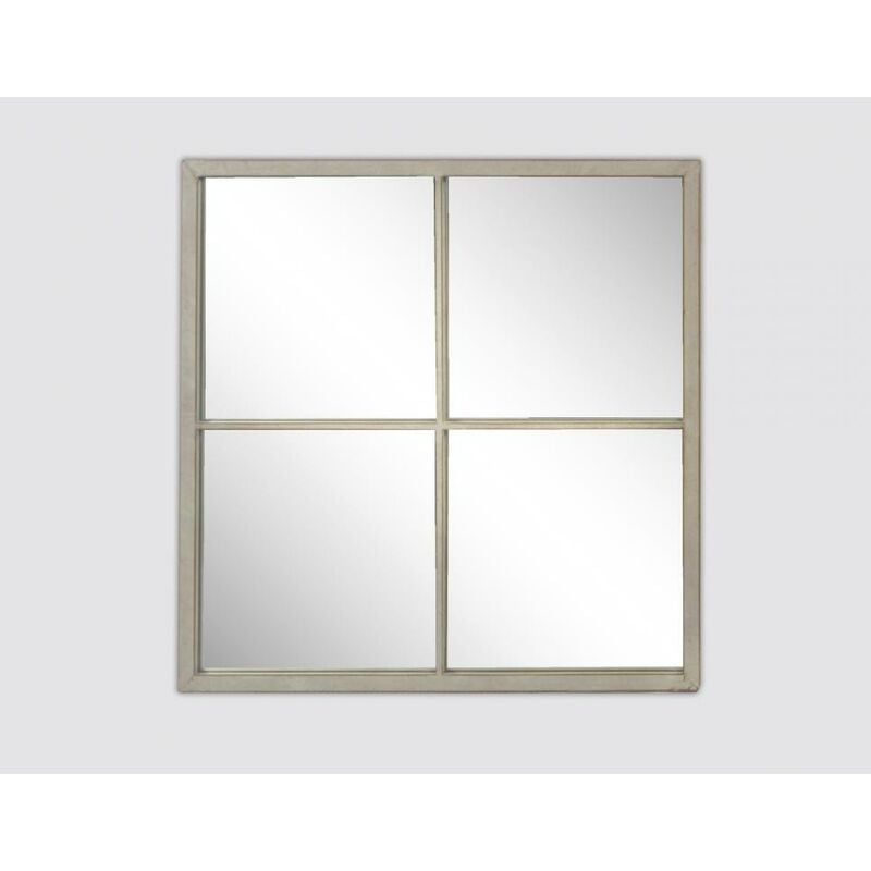 Miroir carré effet fenêtre 4 vues finition usée 60x60cm