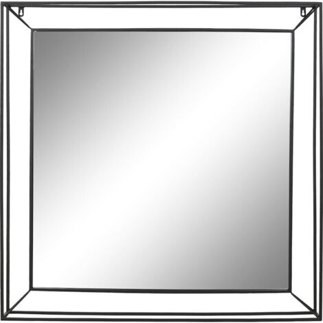 Miroir carré en métal noir style vintage pour décoration élégante - noir mat et verre transparent