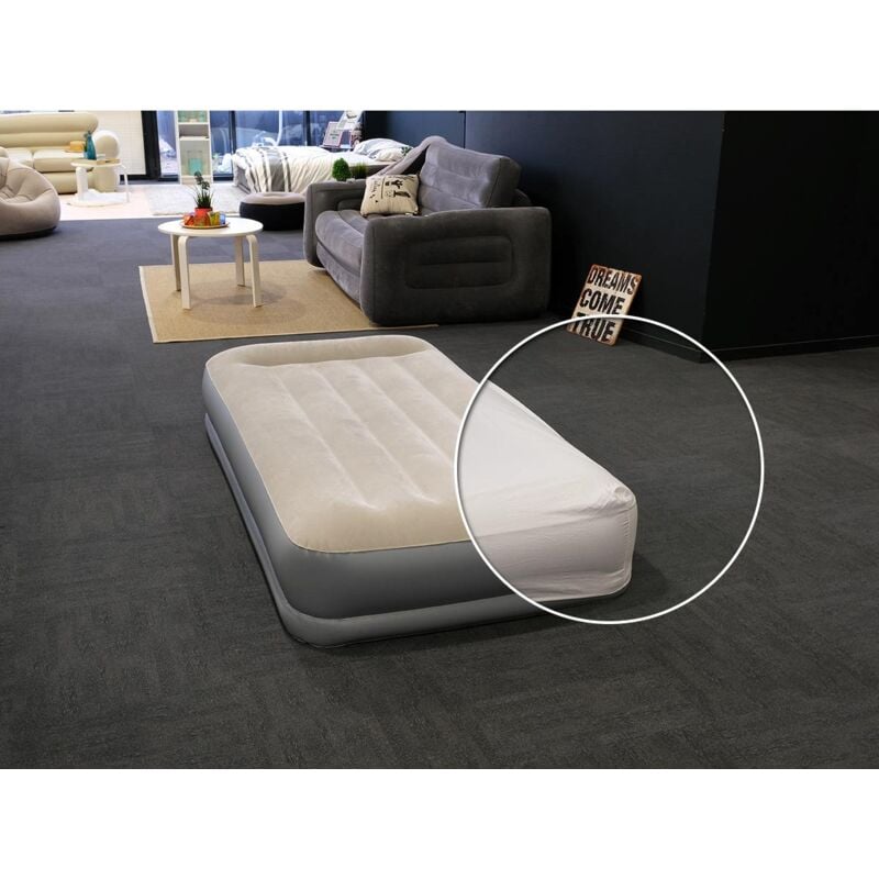 Atmosphera - Pack matelas gonflable Pillow Rest Mid Rise 1 place Intex + Drap housse