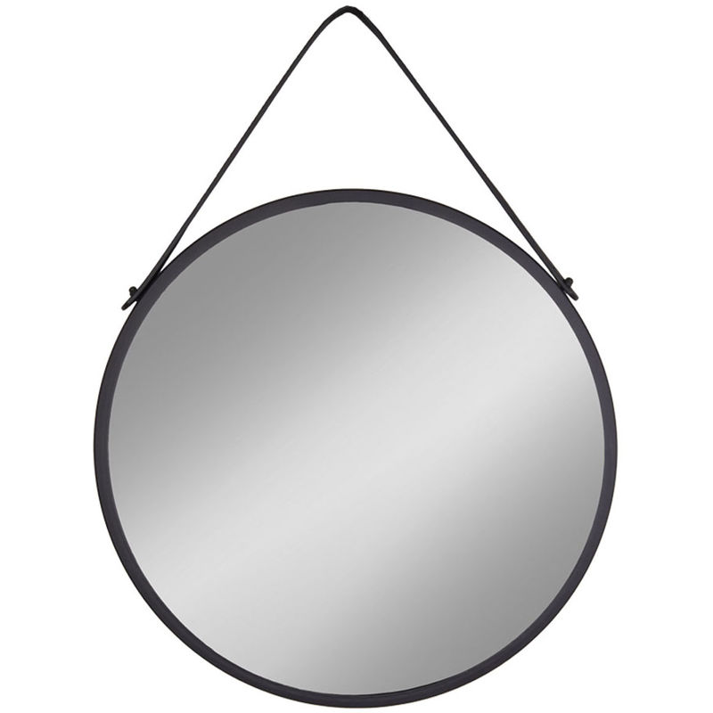 miroir coloris noir en acier / verre - dim : 38 x 2 cm -pegane-