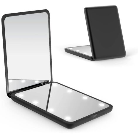 Miroir compact avec lumière grossissante, interrupteur magnétique double face 1X/3X, miroir de maquillage de voyage portable, miroir de poche pour sac à main, cadeau idéal pour les filles