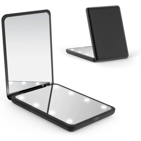 Miroir compact avec lumière grossissante, interrupteur magnétique double face 1X/3X, miroir de maquillage de voyage portable, miroir de poche pour sac à main, cadeau idéal pour les filles