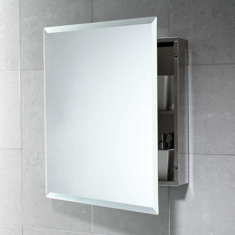 Kiamami Valentina - Armoire Suspendue Avec Miroir Pour Salle De Bain En Acier Inox