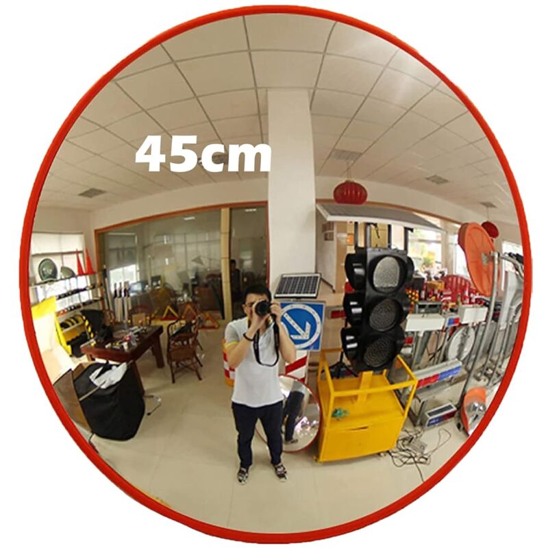 Miroir convexe 45cm, miroir de rue avec 130° grand angle, réglable miroir routier, miroir sortie garage pour allée, parc - miroir de circulation pour