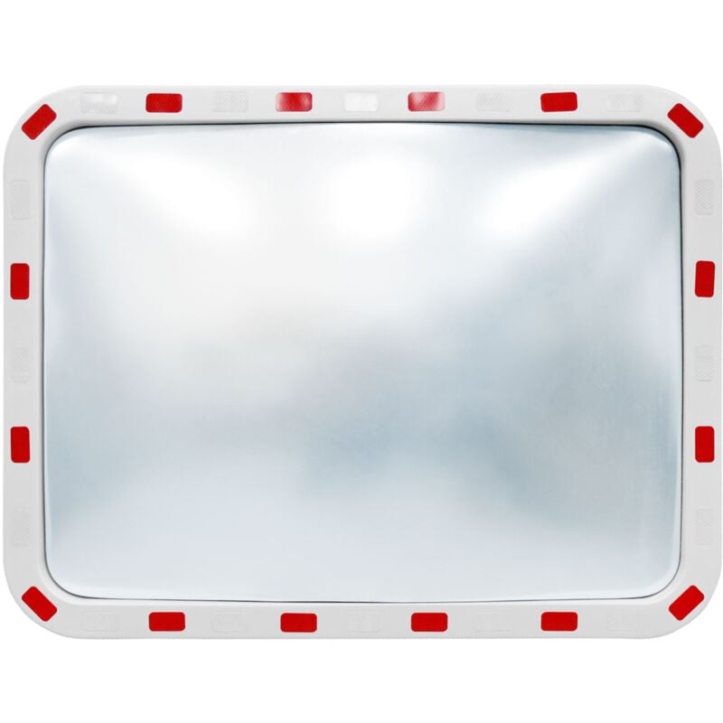 Ecd Germany - Miroir de Circulation Convexe - 60 x 80 cm - en Plastique abs - Rétroviseur de Rue - avec Réflecteurs - Support Inclus - Miroir de