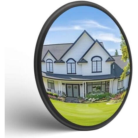 Miroir convexe de sécurité miroir circulation vue grand angle réglable à l'intérieur et l'extérieur avec support fixation parfait pour la salle classe l'école (25.3cm) -