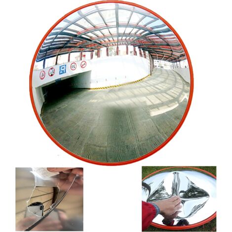 Miroir convexe de sécurité routière pour allée, entrepôt, garage et bureau, diamètre 60 cm, avec support mural, grand angle courbé