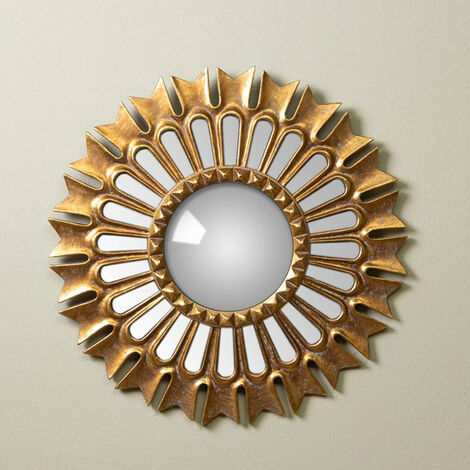 Miroir convexe noir doré 27cm
