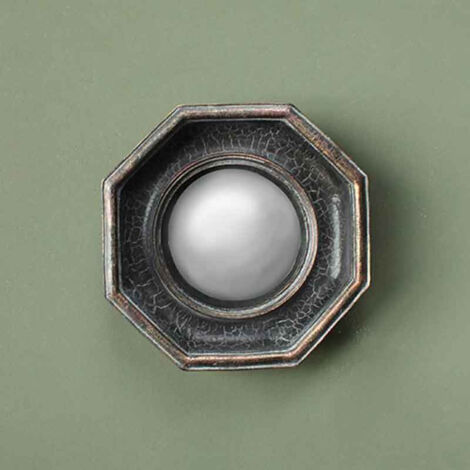 Miroir convexe octogonal noir 18cm - Noir et doré